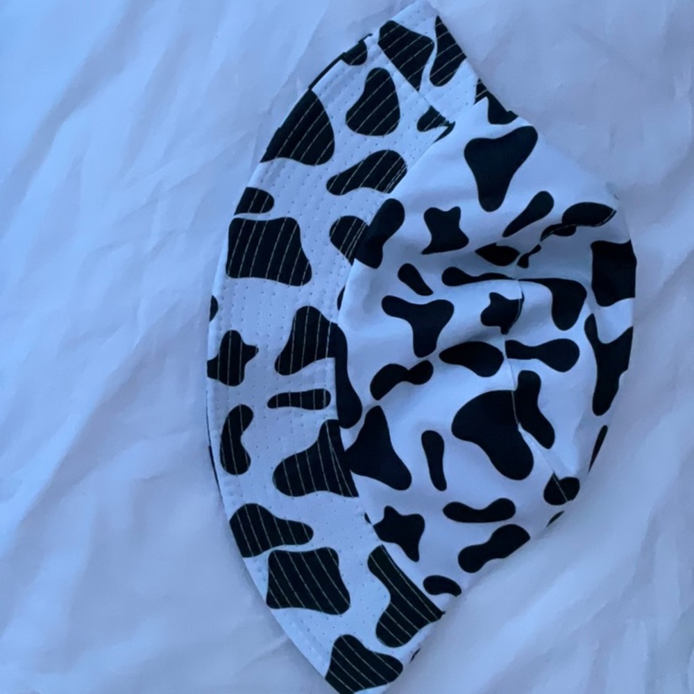 Shein Black and white cow print bucket hat